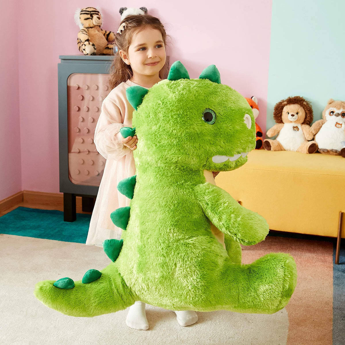 IKASA surface-washable dinosaur plush easy cleaning after adventures.