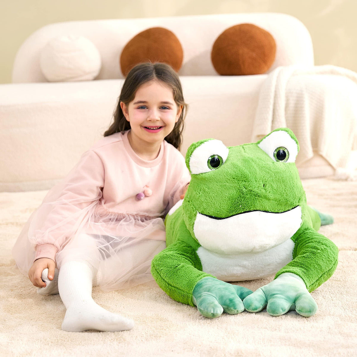 IKASA frog plush decor for playroom or living space