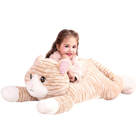 IKASA 30-inch giant orange cat plush as a bold room centerpiece
