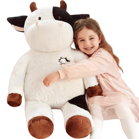 IKASA giant cow plush toy front view; perfect for hugging and display.