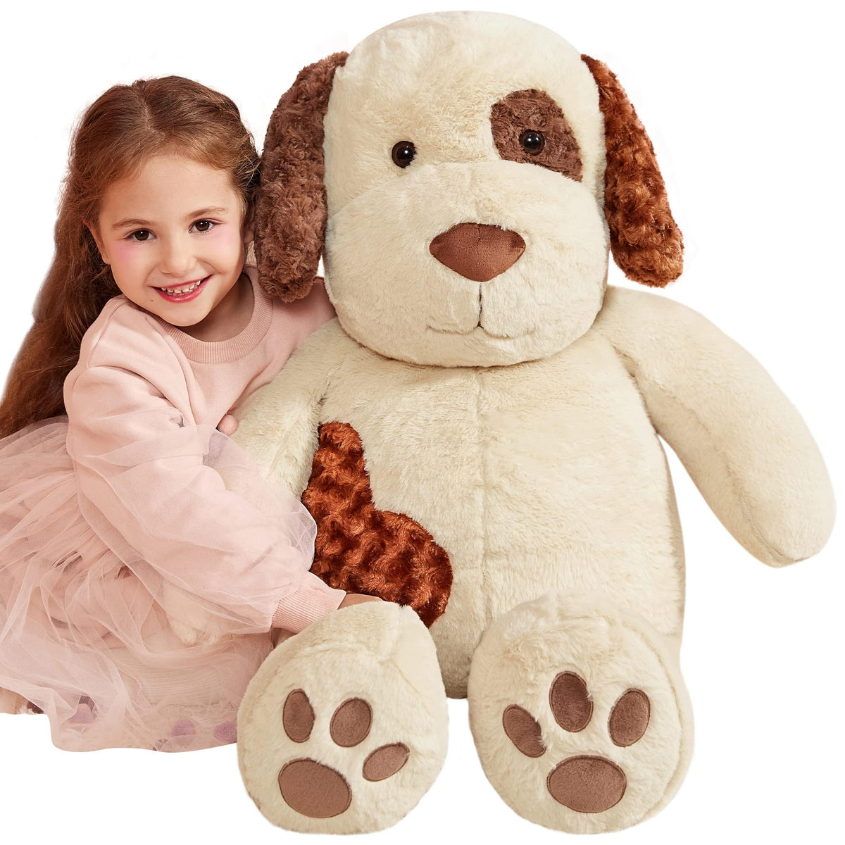 IKASA giant Labrador plush 30-inch light brown with cuddly presence for kids and adults
