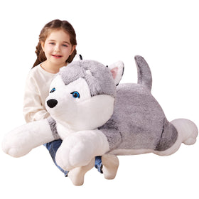 IKASA Giant Husky Plush 30in, cozy cuddle buddy for kids.