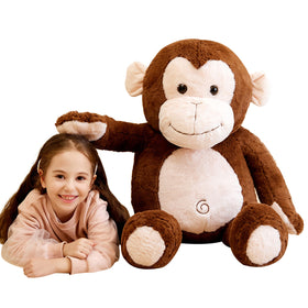 IKASA giant monkey plush 30-inch front view, perfect for bedtime hugs.