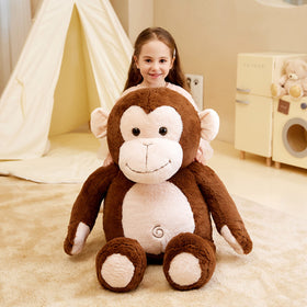 IKASA giant monkey plush 30-inch nursery decor, adds whimsy to kids' room.