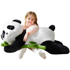 IKASA giant panda plush, 30-inch tall, bold display and cozy hugs.