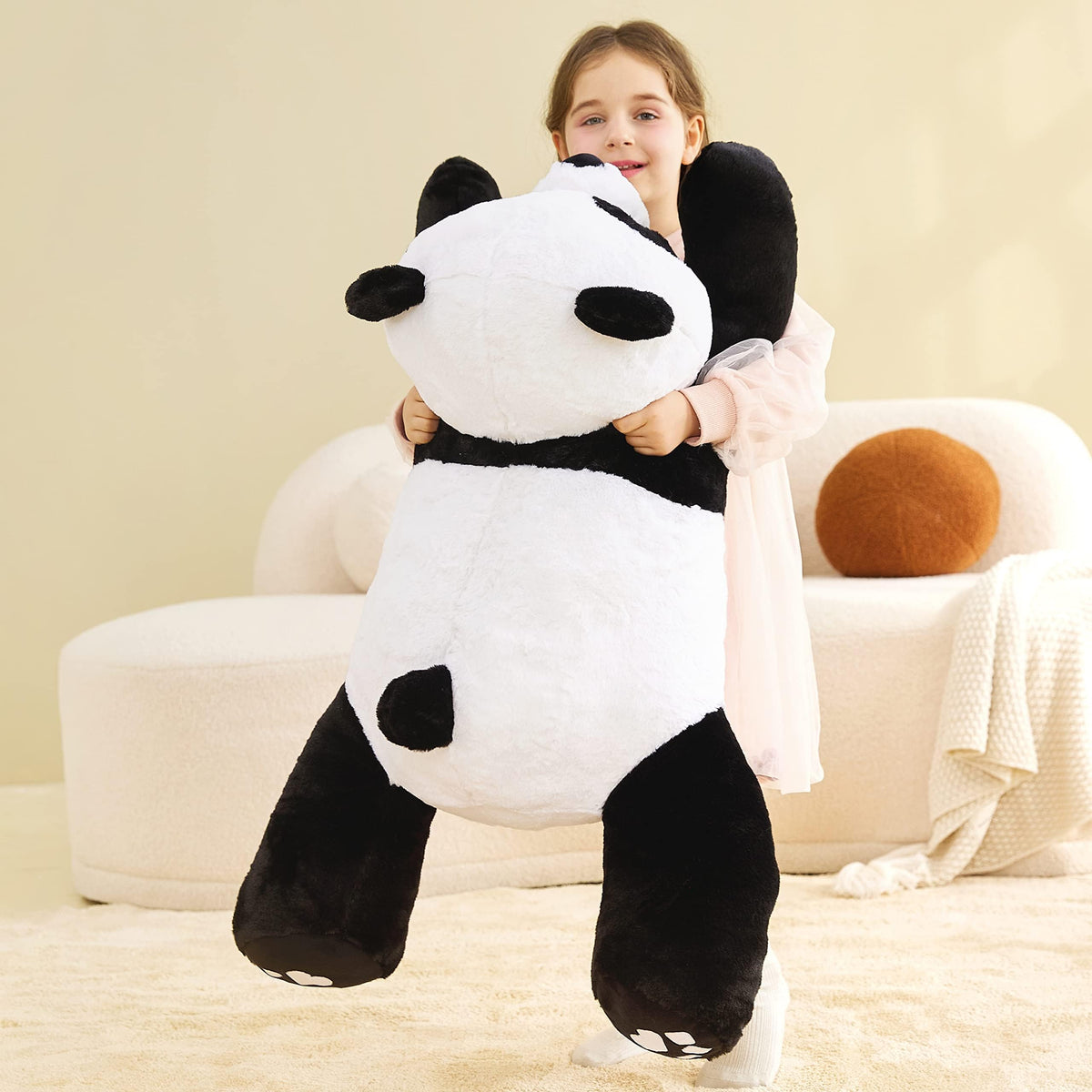 IKASA panda plush face detail highlights soft, inviting features.
