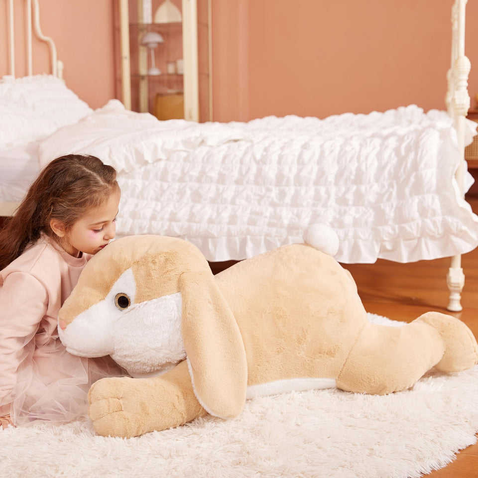 IKASA giant rabbit plush full view, ideal cuddle companion for kids.