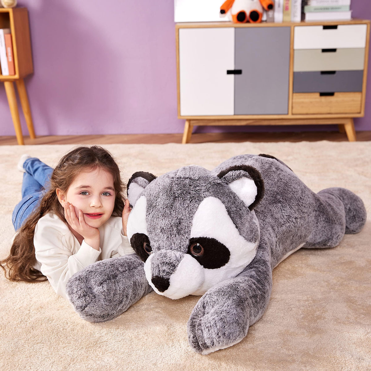 IKASA Giant Raccoon plush 30 inch gift-ready packaging for gifting.