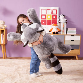 IKASA Giant Raccoon plush 30 inch hug pose ideal for cuddling.
