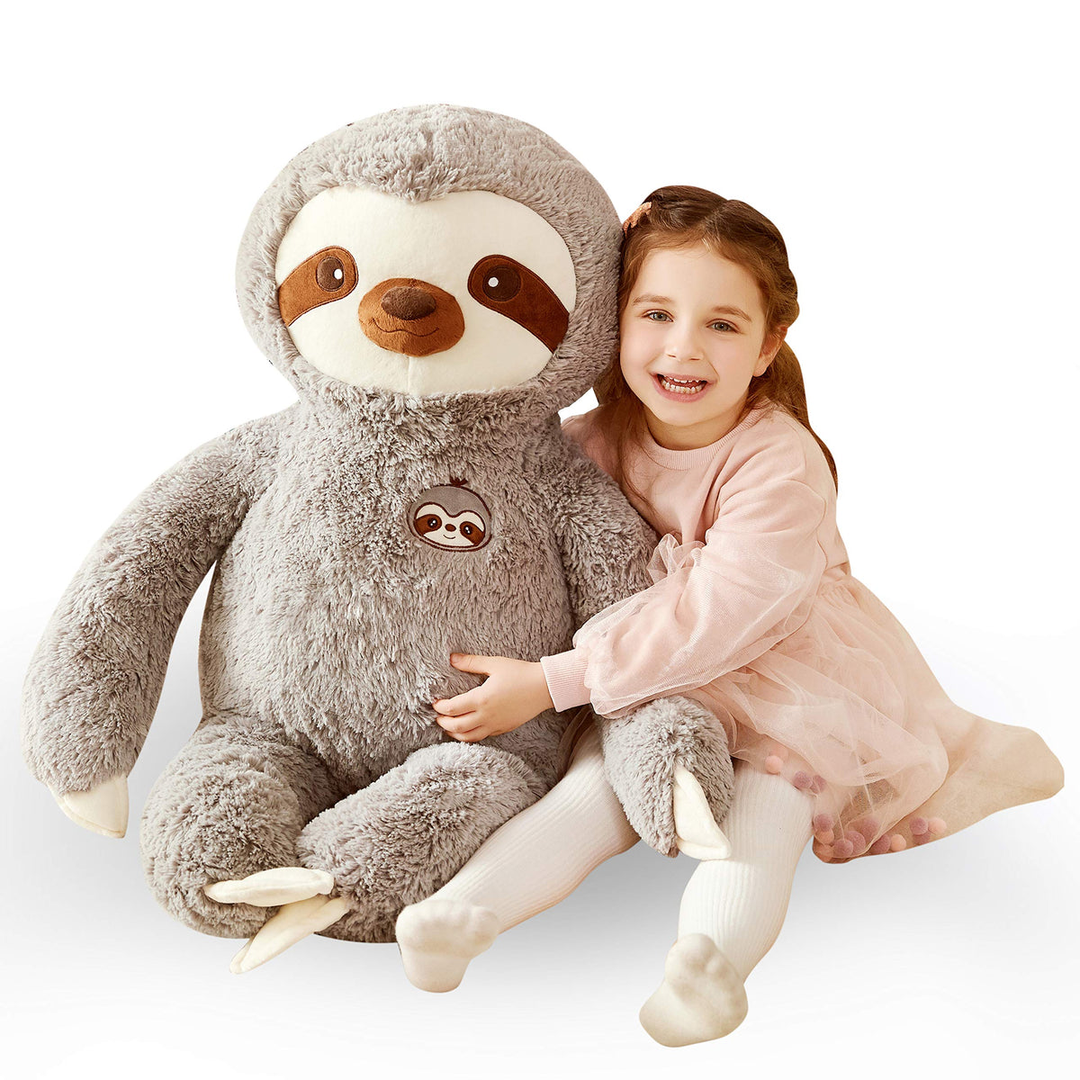 IKASA giant sloth plush 30-inch gray for safe, comforting hugs