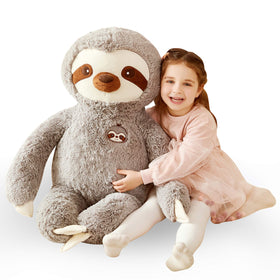 IKASA giant sloth plush 30-inch gray for safe, comforting hugs