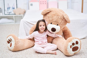 IKASA giant teddy bear plush fur close-up shows soft, inviting texture for comforting hugs.