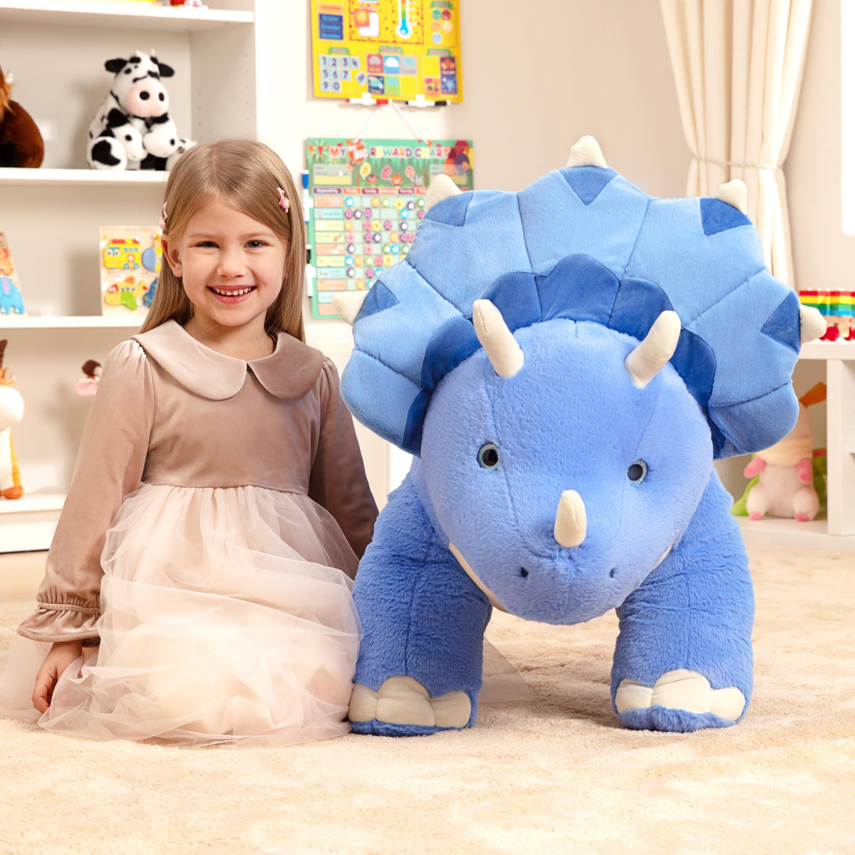 IKASA giant Triceratops plush, bedtime snuggle companion for kids