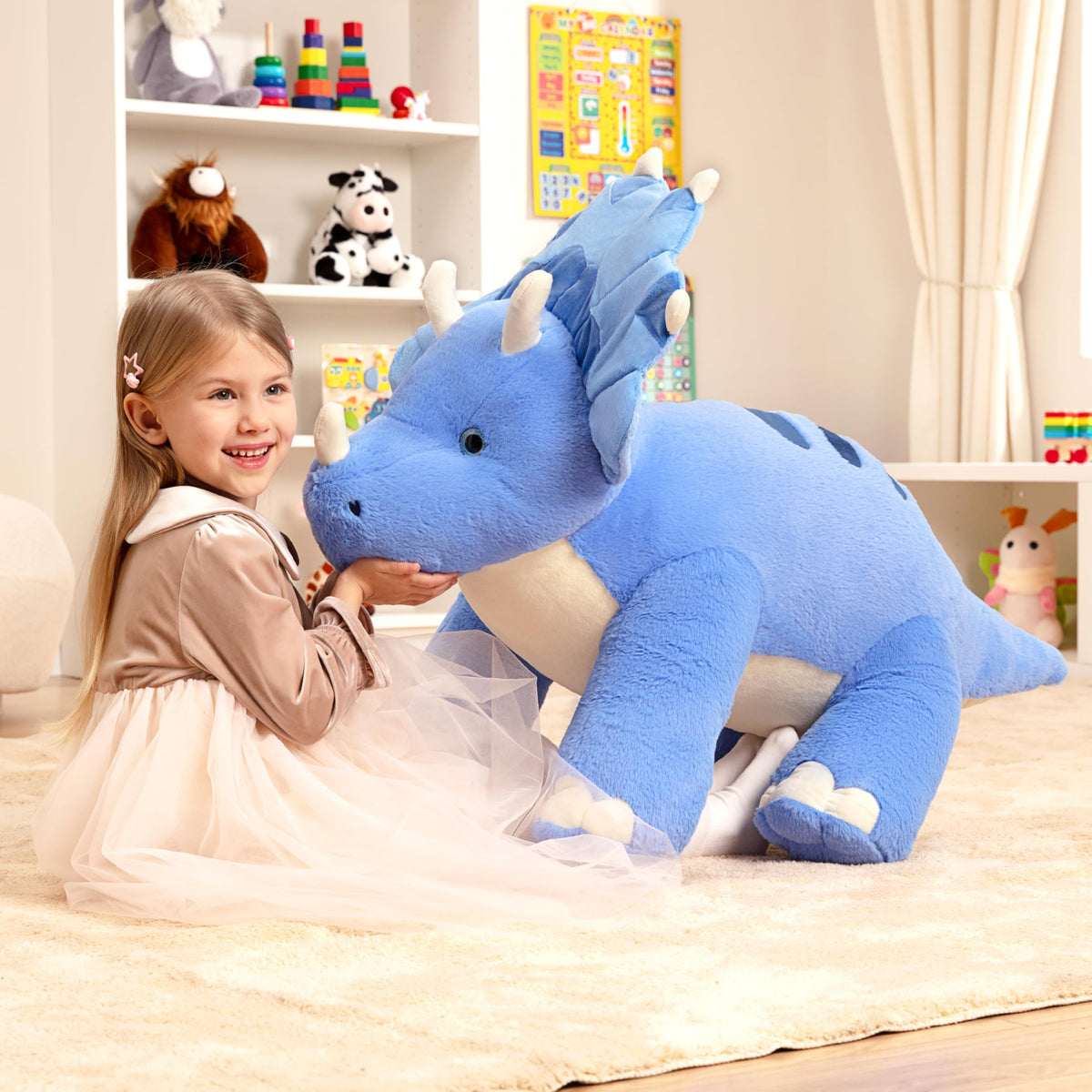 IKASA giant Triceratops plush, gift-ready oversized dinosaur for kids