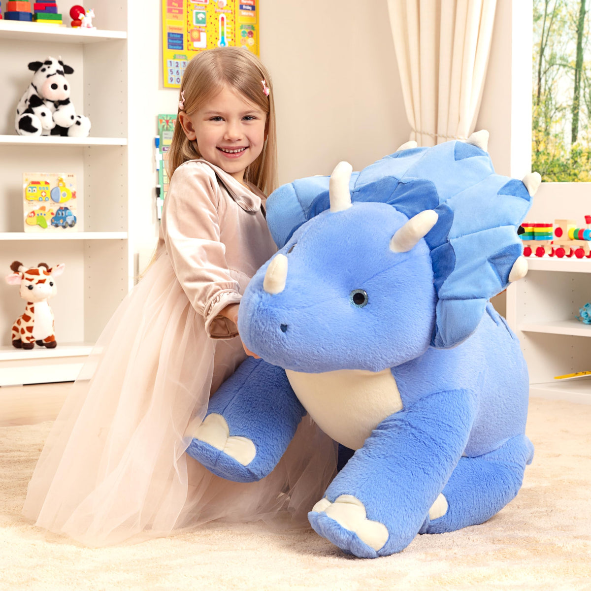 IKASA giant Triceratops plush, playroom decor and imagination