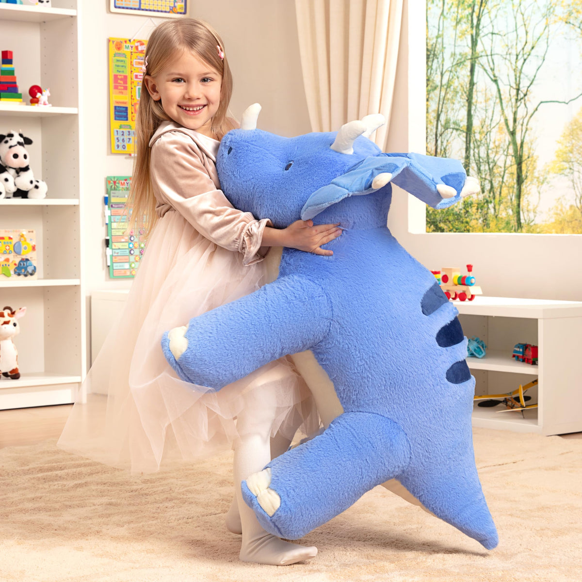 IKASA giant Triceratops plush, stitching and detail highlight for durability