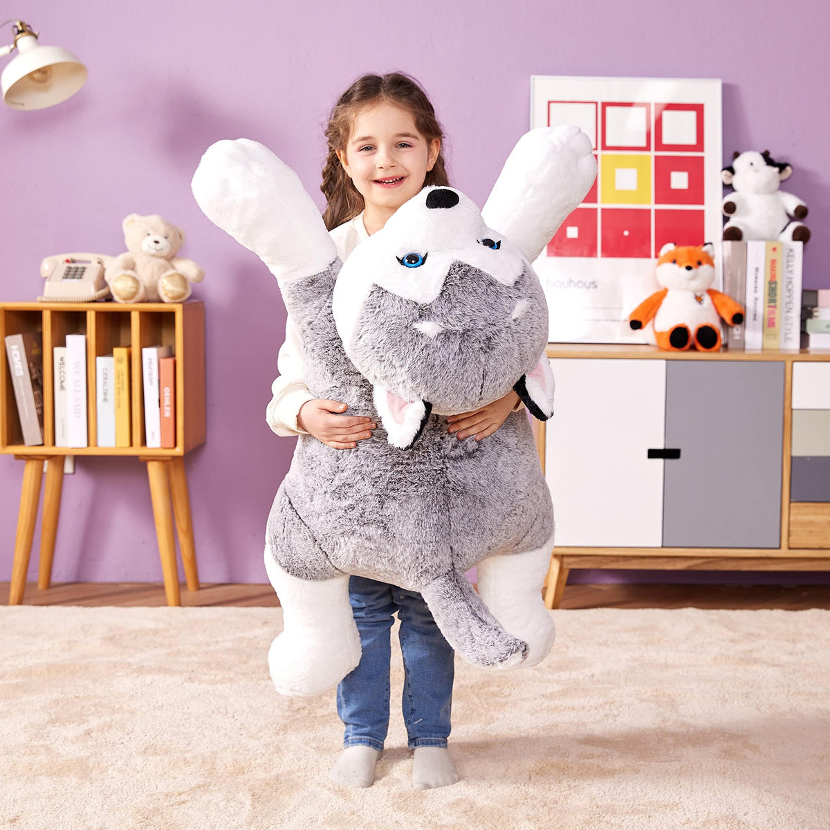 IKASA Husky plush as a bedtime companion for calming nights.