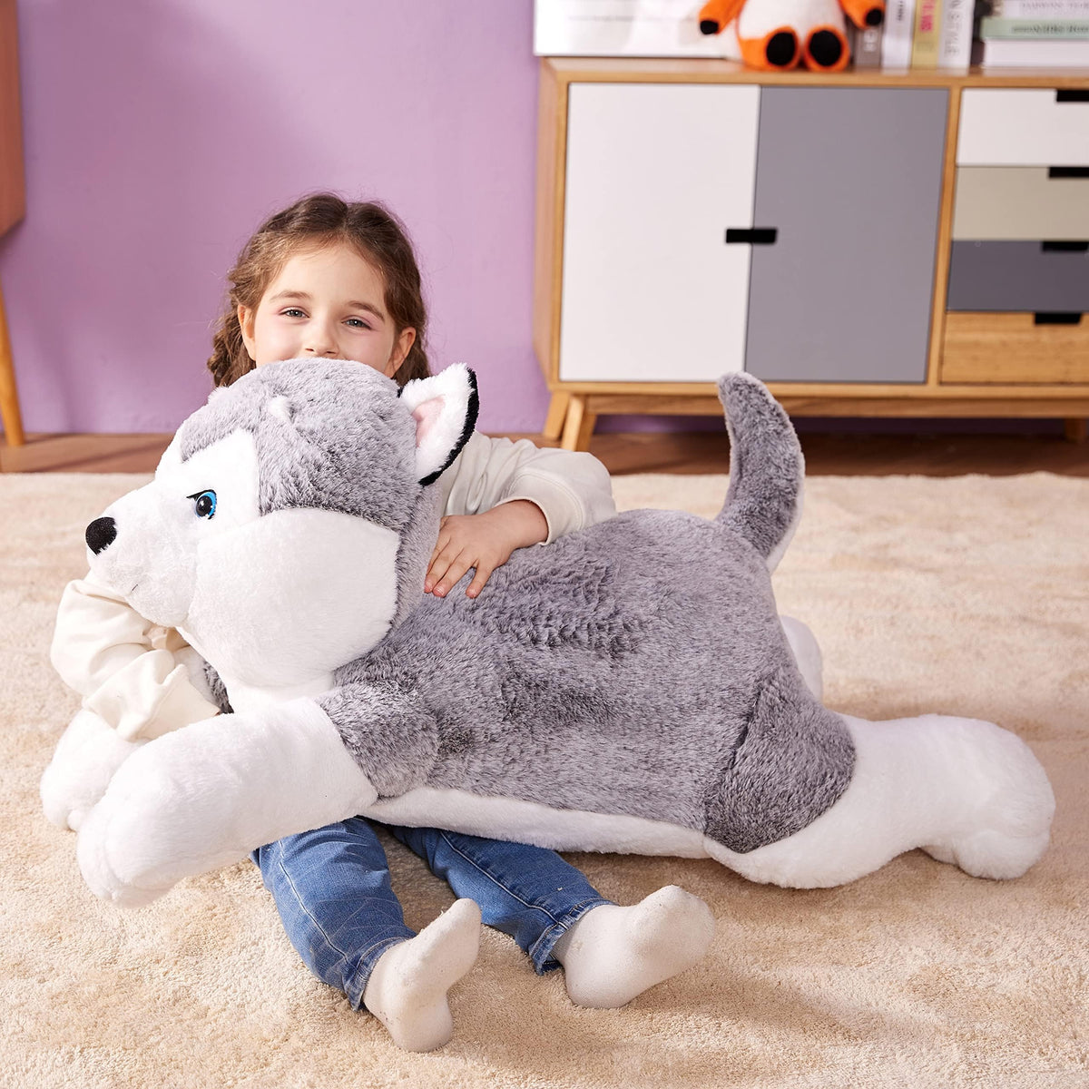 IKASA Husky plush full-body pose for room decor and play.