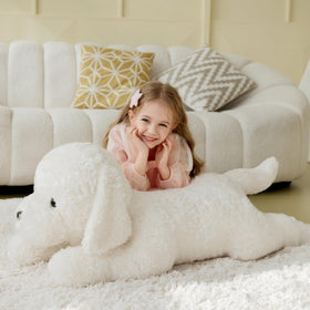 IKASA Labrador plush face detail highlights friendly expression for comforting companionship.