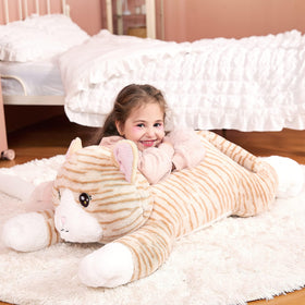 IKASA large cat toy shown in a kid's room as cuddly decor