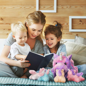 IKASA Mommy Unicorn care-friendly plush, simple spot-clean maintenance.