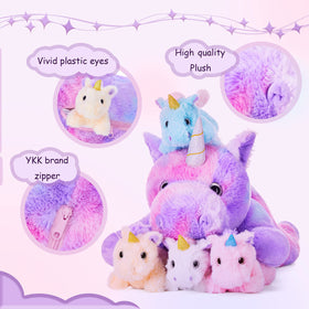 IKASA Mommy Unicorn soft fabric close-up highlighting skin-friendly plush touch.