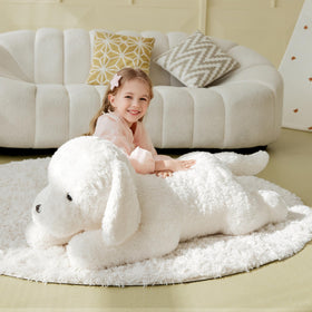 IKASA oversized dog plush ideal as a bedtime buddy and conversation piece.