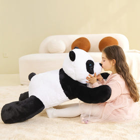 IKASA giant panda plush enhances playroom decor with charm.