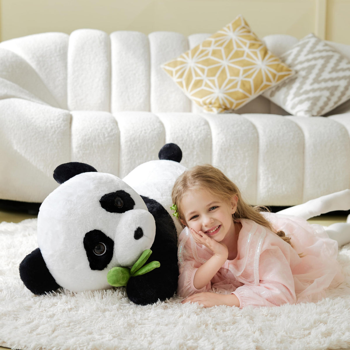 IKASA premium quality giant panda plush, durable materials for long use.