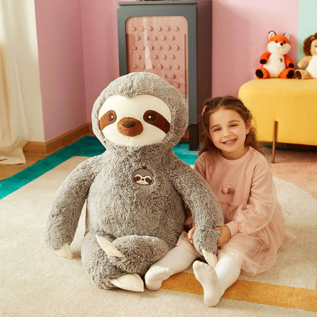 IKASA sloth teddy 30in gray ready for cozy playtime and naps