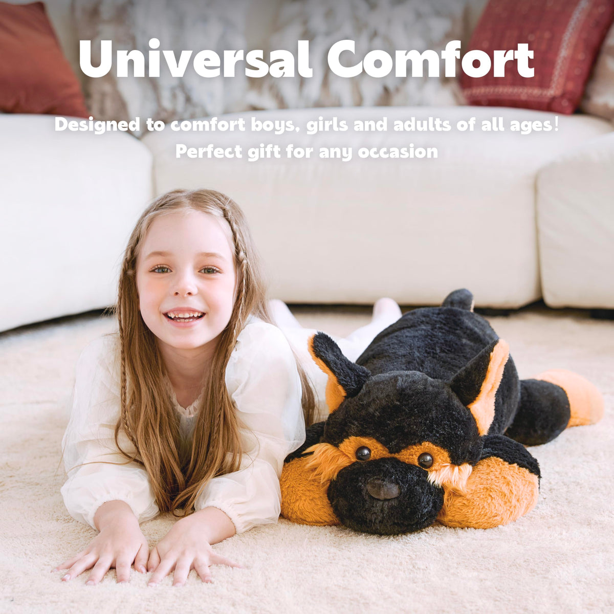 IKASA soft cotton plush with embroidery delivers durable, cuddly comfort.