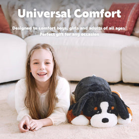 IKASA soft cotton Bernese plush with embroidery for cozy cuddling.