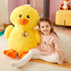IKASA soft plush duck yellow close-up highlights plush texture and inviting squeeze.