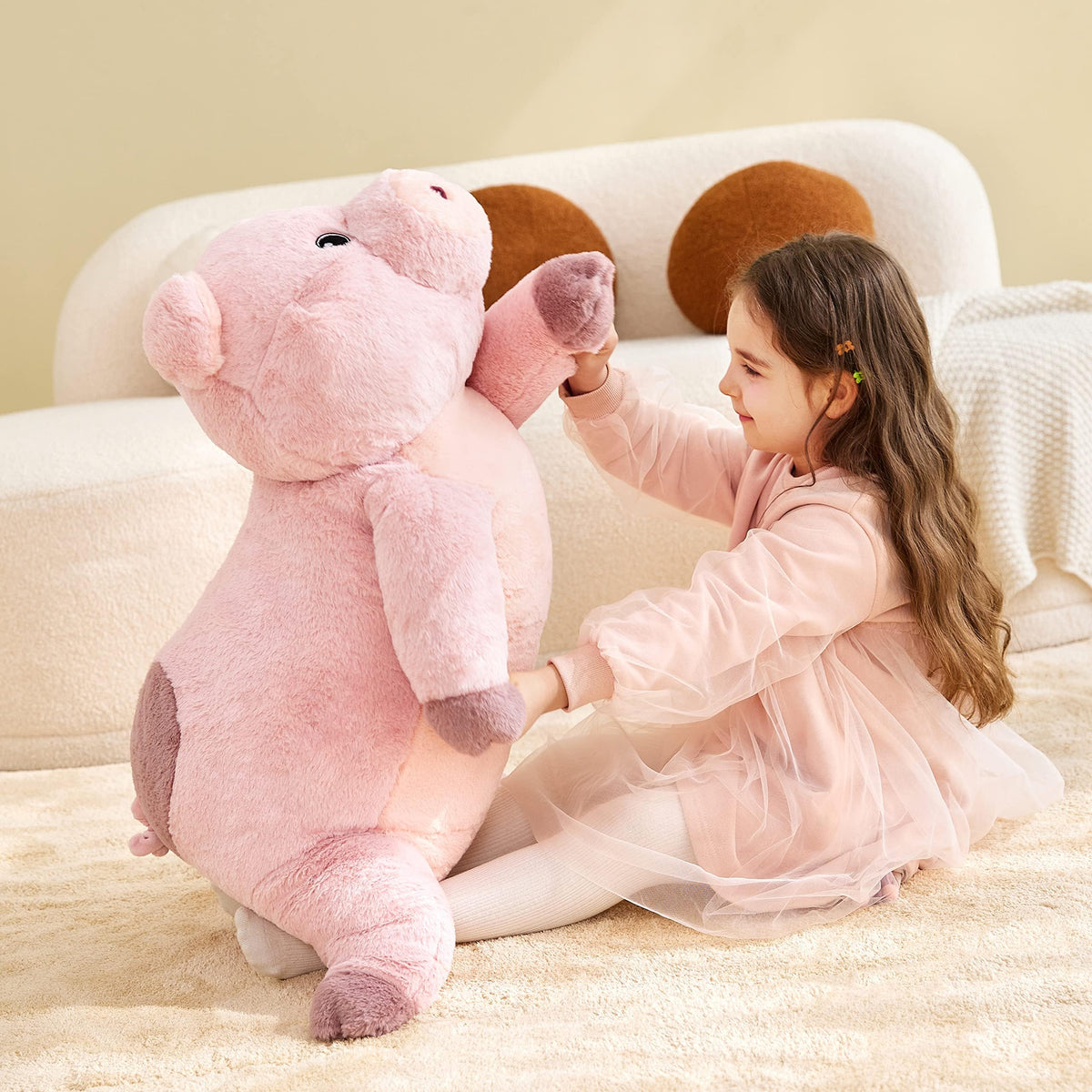 IKASA soft plush pig hug toy, perfect for bedtime comfort