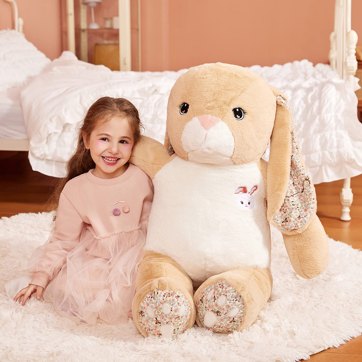 IKASA soft plush rabbit close-up fur highlights ultra-soft touch and huggable comfort.