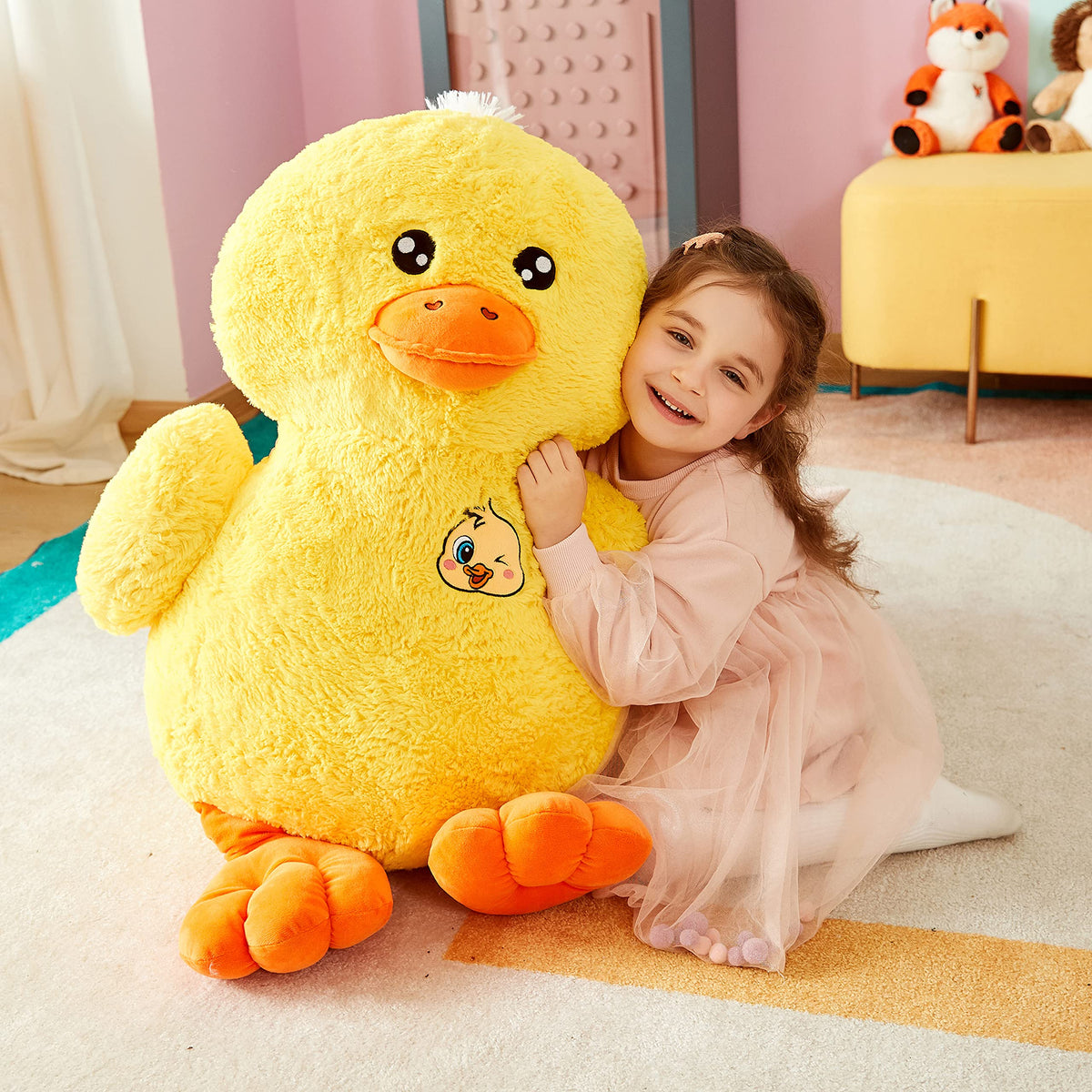 IKASA surface-washable duck plush cleans easily after active play.