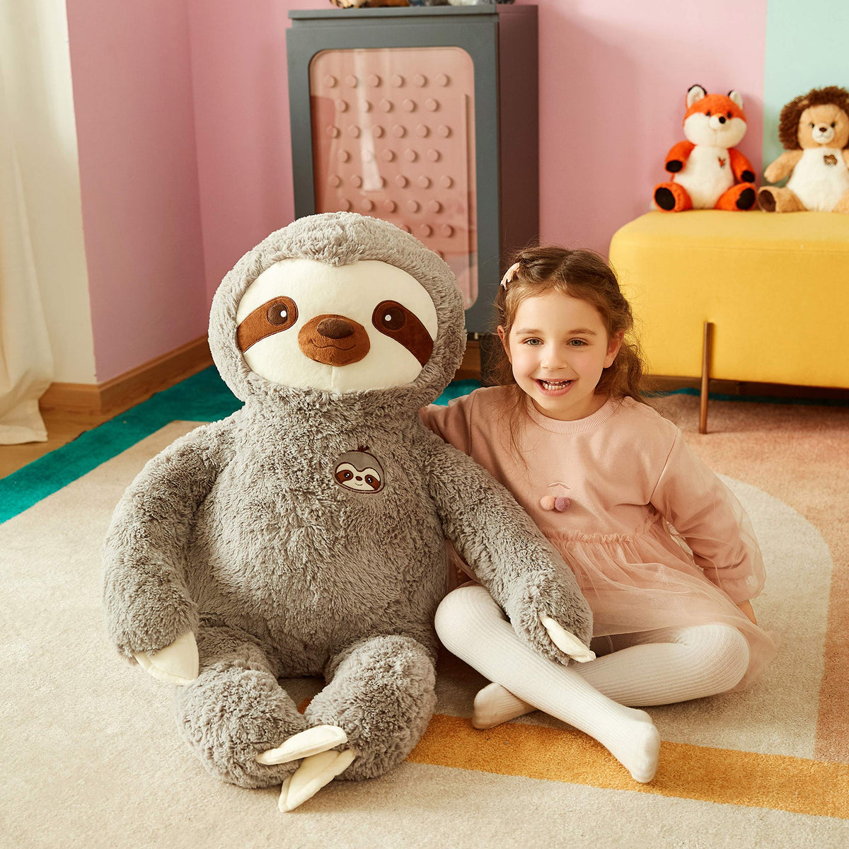 IKASA surface-washable sloth plush 30in easy cleaning after play