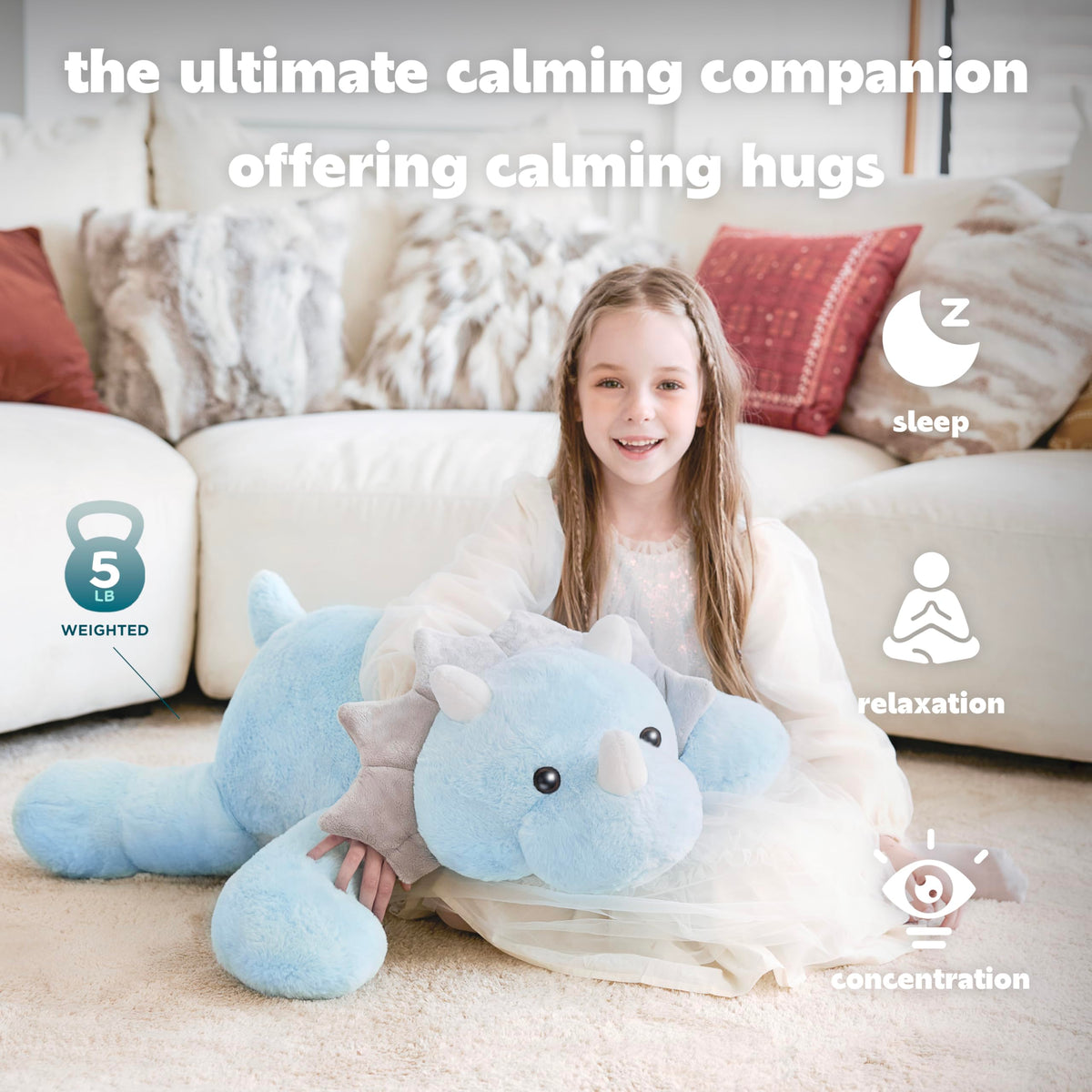 IKASA Triceratops plush beads provide comforting security during rest