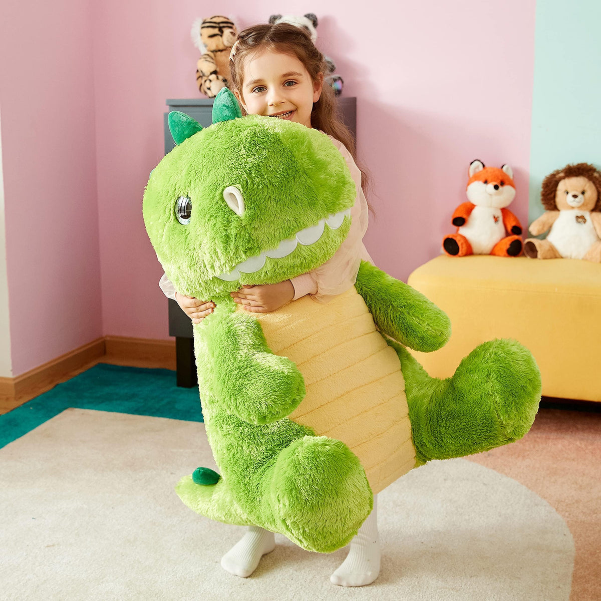 IKASA ultra-soft dino plush suitable for imaginative play.