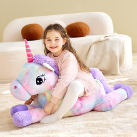 IKASA unicorn hugging pillow in multicolor, ideal for reading nooks