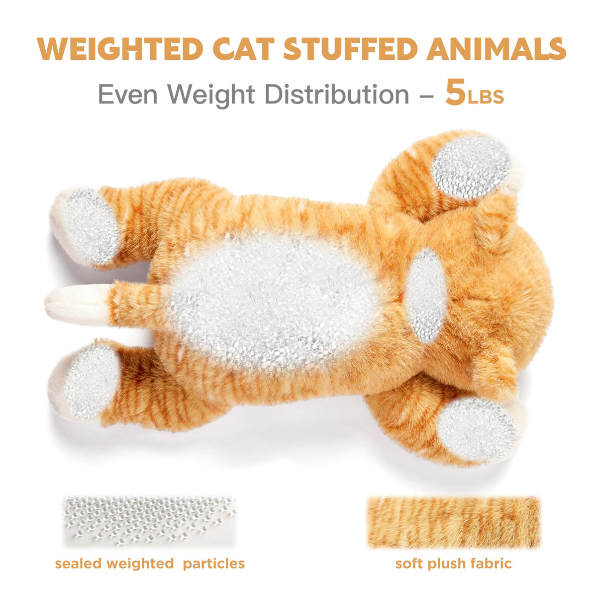 IKASA weighted tabby cat 24in kids gift idea for comforting companionship.