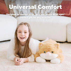 IKASA weighted tabby cat 24in soft cotton fabric emphasizes plush texture.