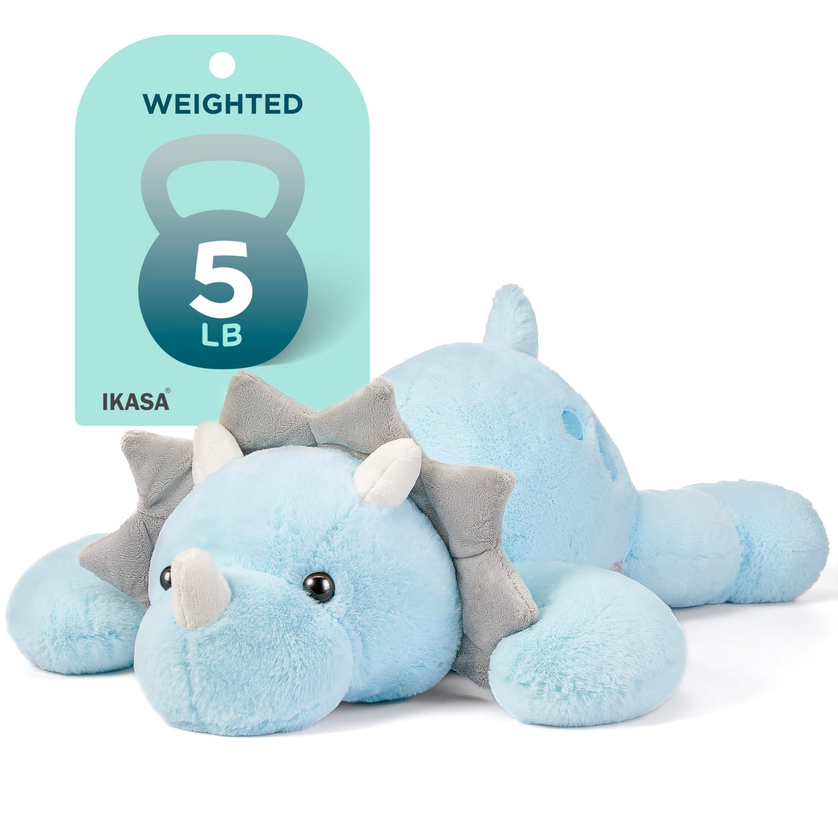 IKASA 30-inch weighted Triceratops plush offers a calming embrace for relaxation