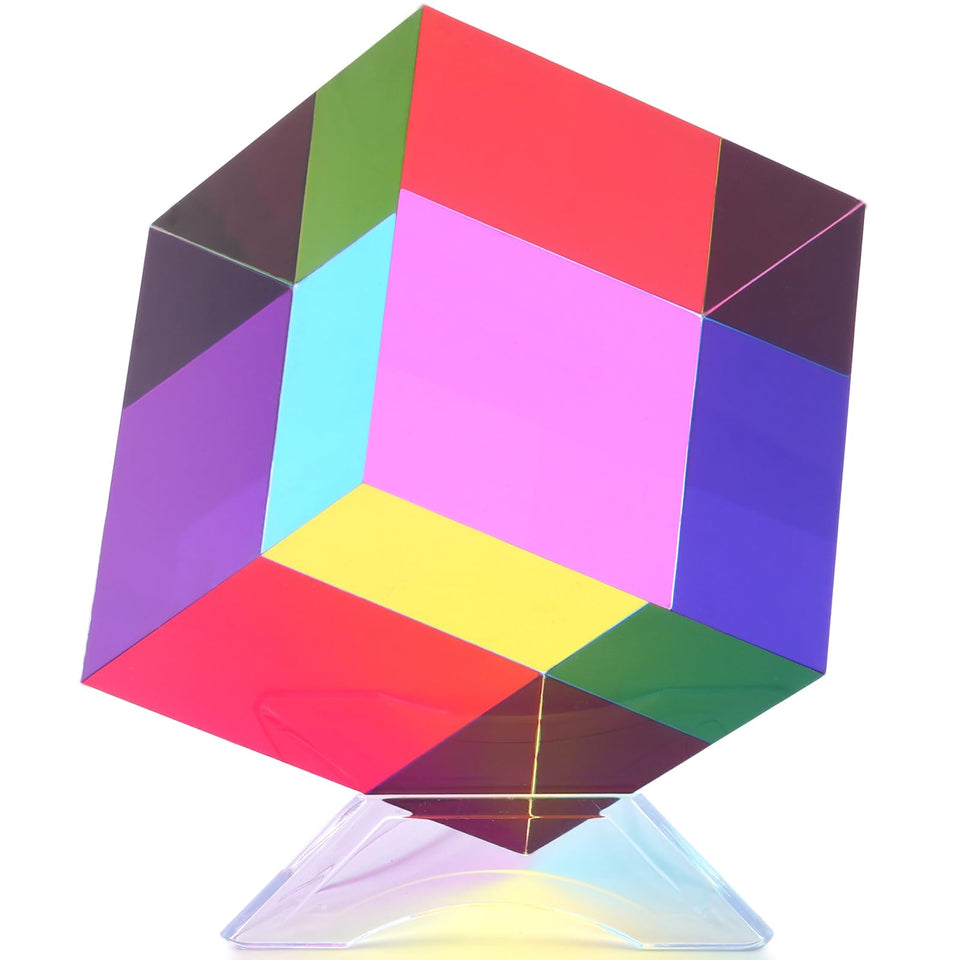 iKeelo Color Cube on its stand, a striking desk accent that sparks conversation