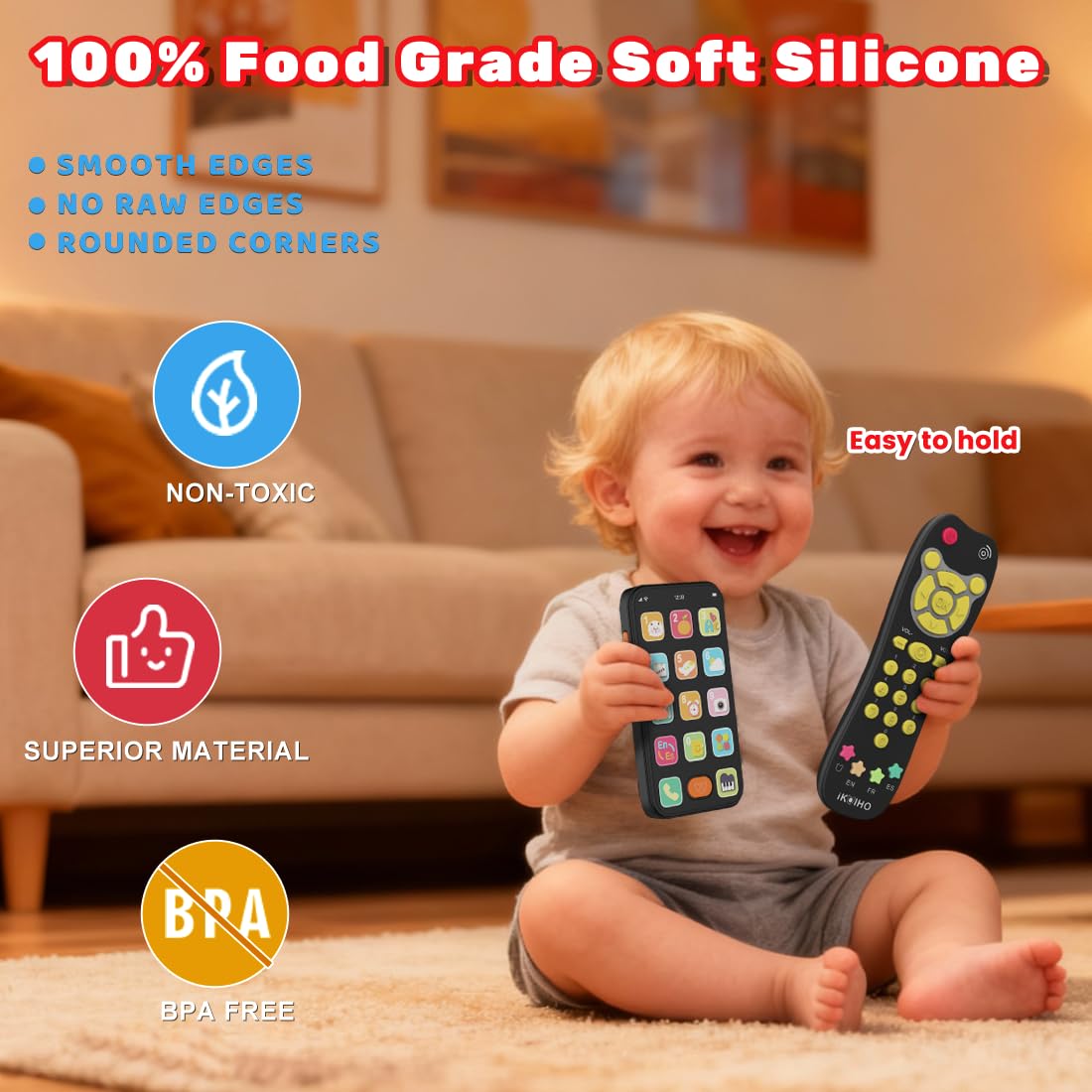 iKOIHO baby phone lights and music provide an engaging sensory experience.