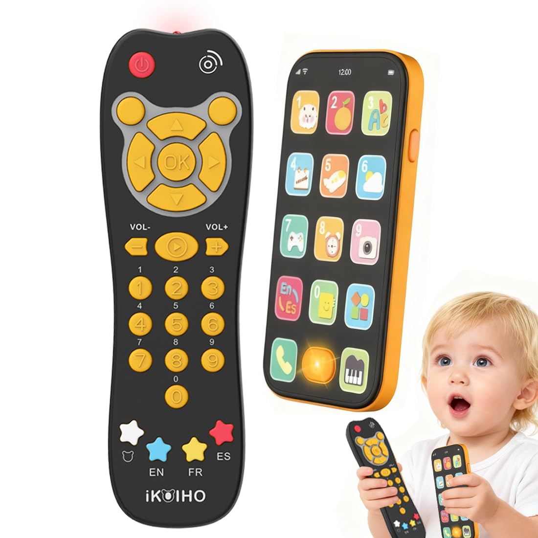 iKOIHO baby phone remote set with illuminated buttons for interactive pretend play