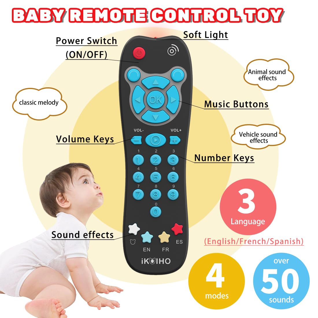 iKOIHO bilingual phone — English and Spanish modes support early language exposure.