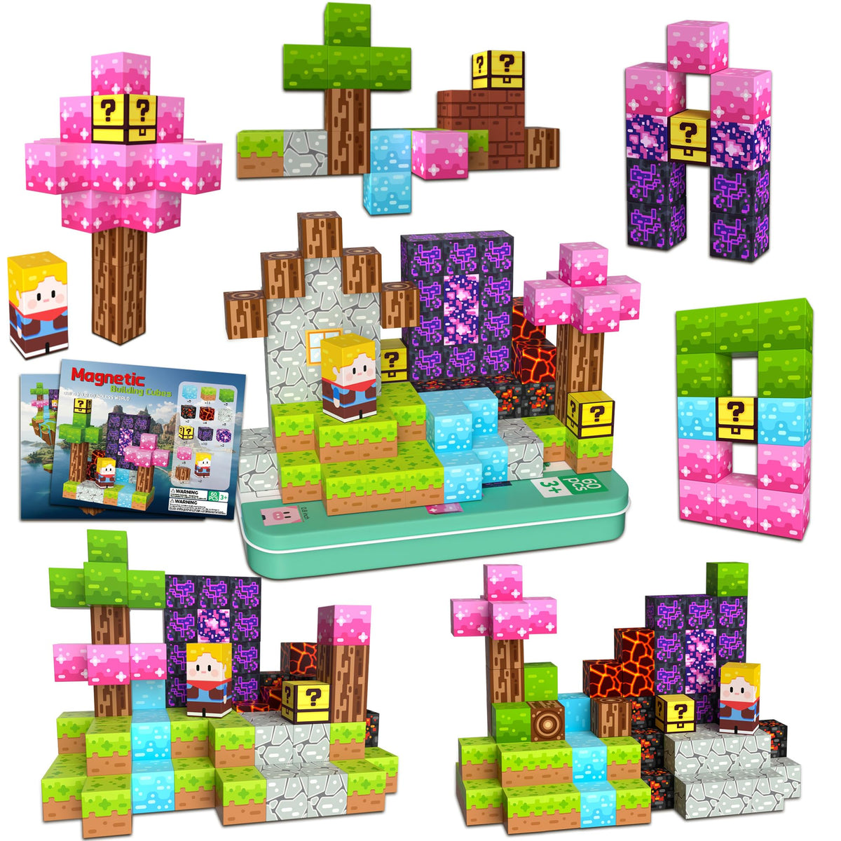 iLacven magnetic blocks 60pcs in tin box provide portable STEM fun for travel.