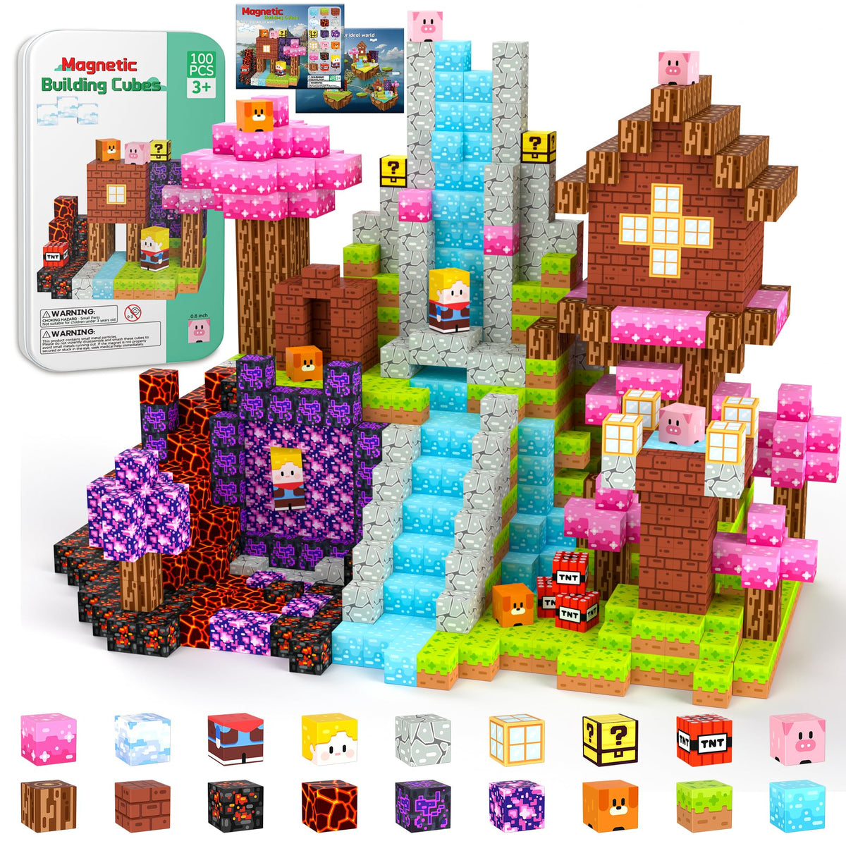 iLacven magnetic blocks travel set in a metal tin for easy storage and portability