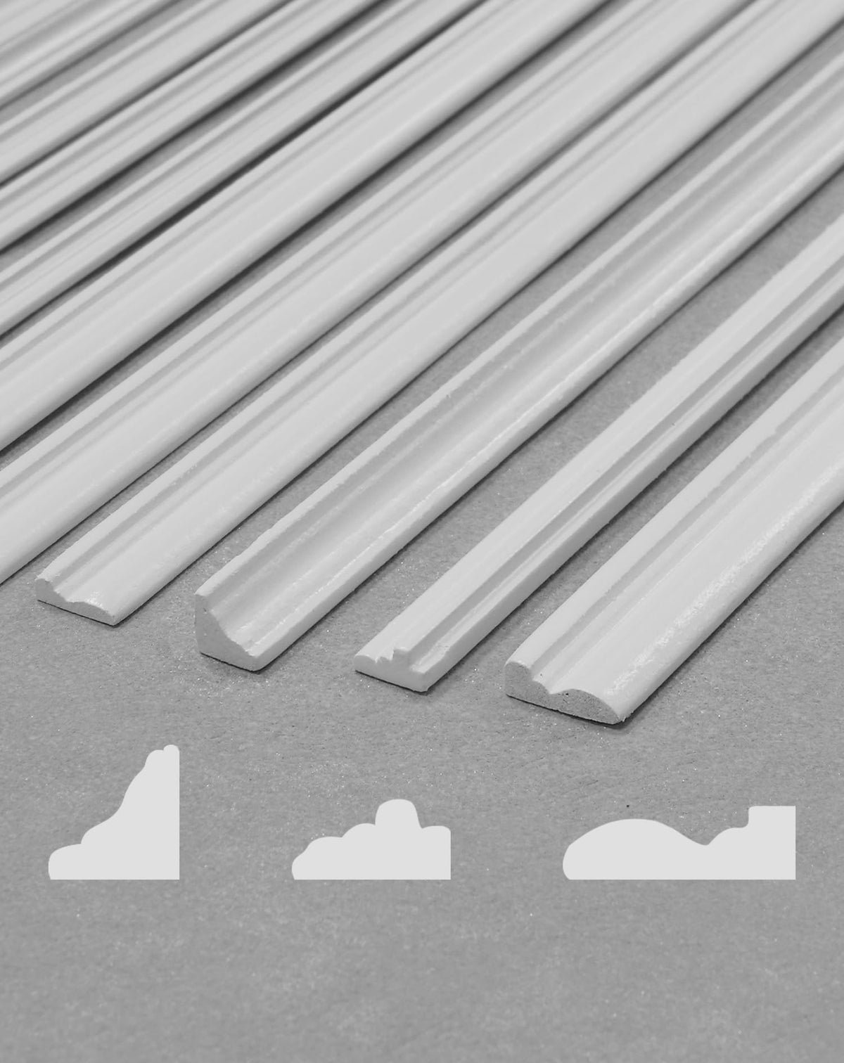 iland 1:12-scale dollhouse trims emphasize authentic detailing for realistic rooms.